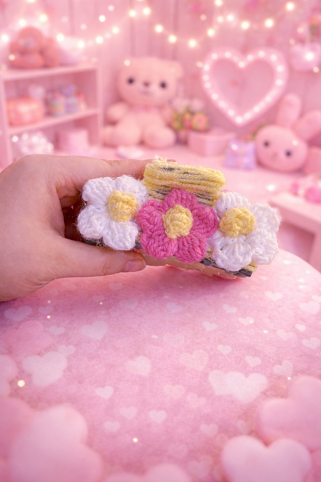Puff flower claw clip